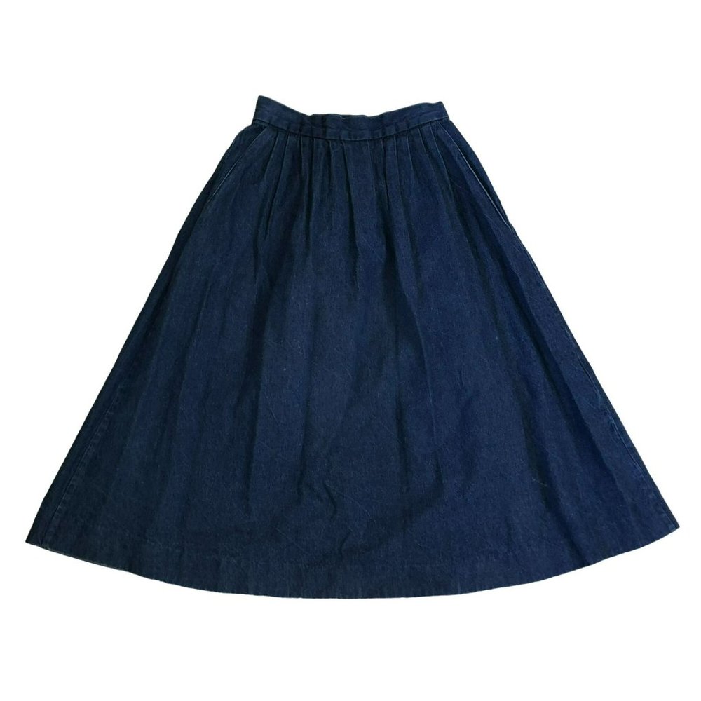 VTG FULL DENIM SKIRT SZ 4 FRONT POCKETS NORMAN SHIRTMAKERS MAXI USA MADE WOMENS